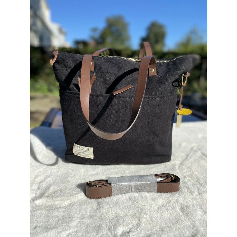 Riveter Military Spouse Designed & crafted Tote -Ada Black Bag Made In USA